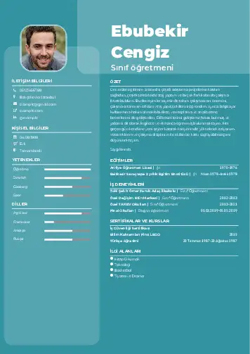 Sınıf Öğretmeni Cv Örnekleri cv indir